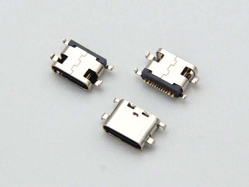 Type-C 16-pin female socket with a 6.50mm length, surface-mounted (SMT) with a 0.02mm pitch, and a 1.6mm board thickness